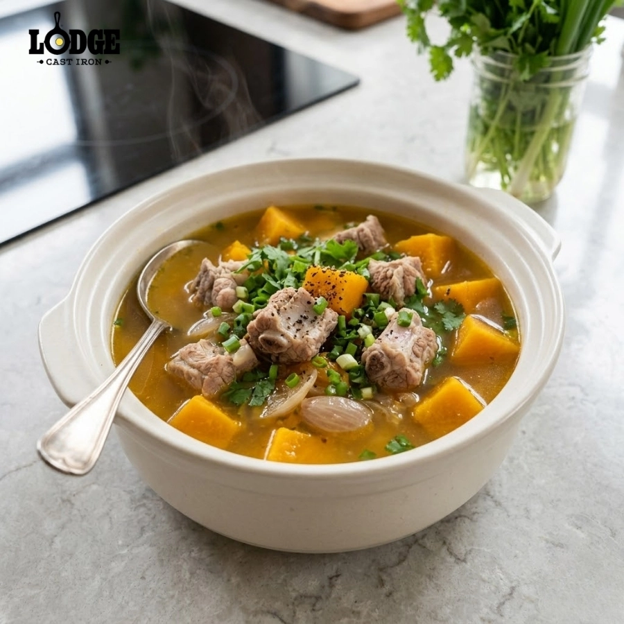Món canh bí đỏ nấu với sườn non