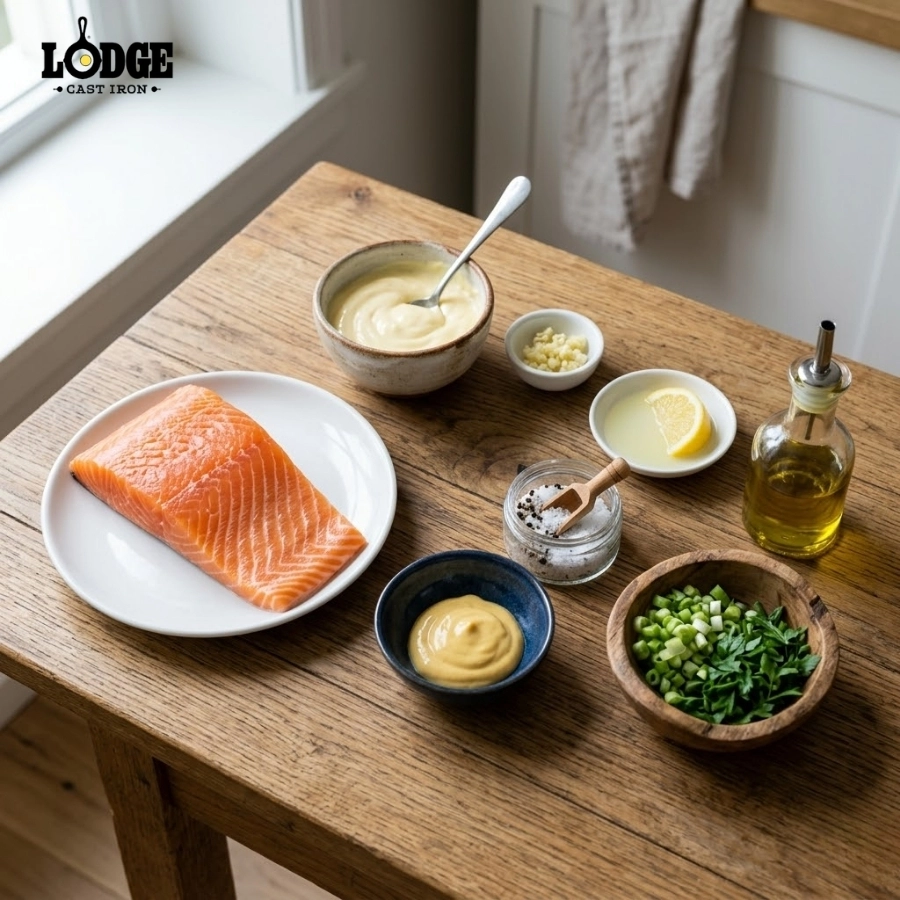 Những nguyên liệu cần chuẩn bị để làm món cá hồi áp chảo sốt mayonnaise