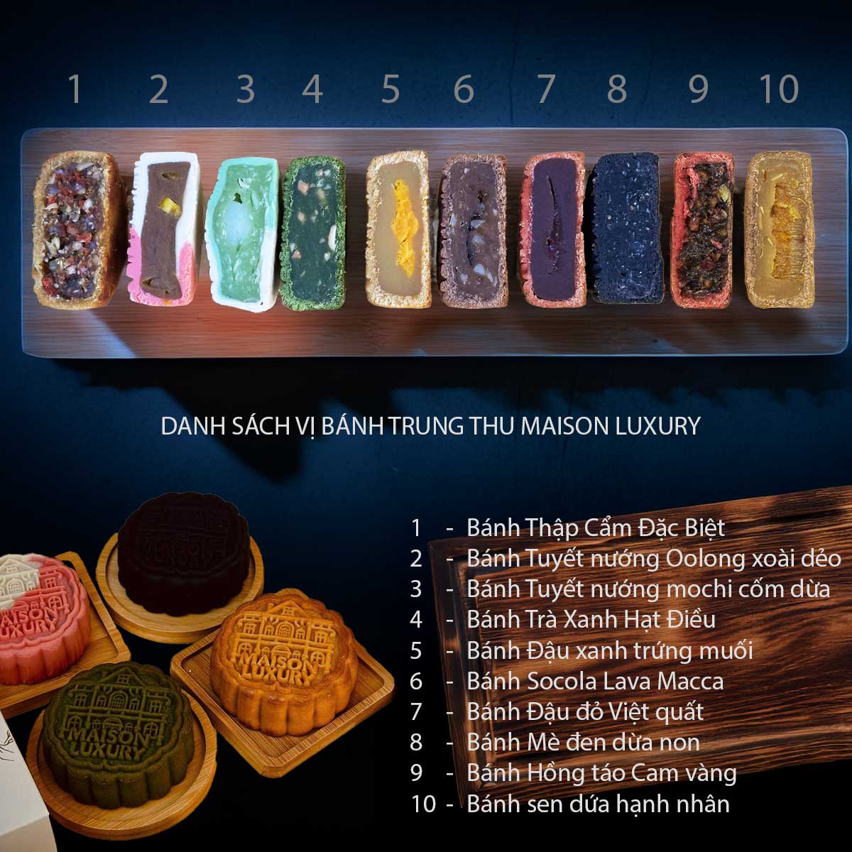 Các vị bánh trung thu hiện đại của Maison Luxury
