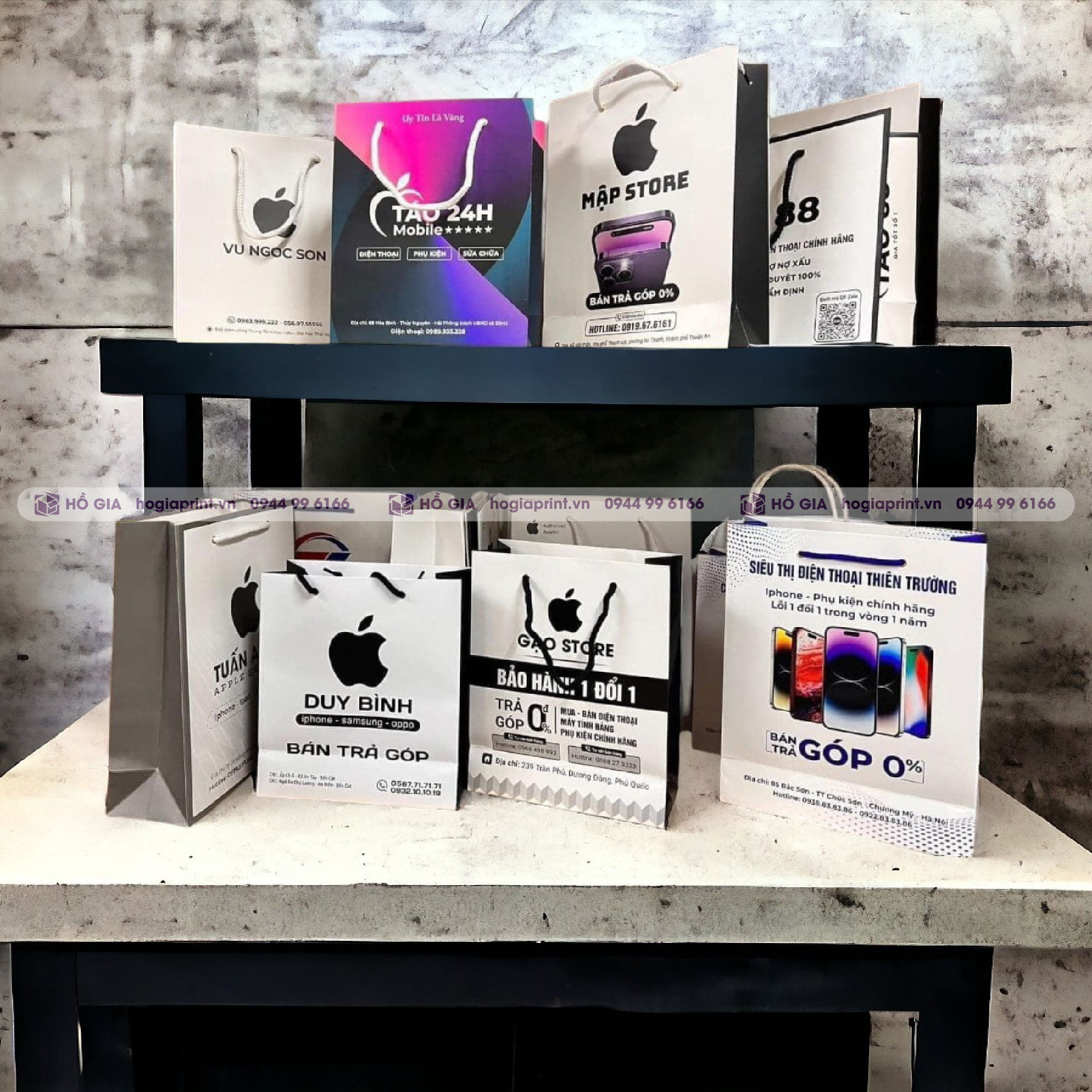 túi giấy shop điện thoại xưởng in hồ gia
