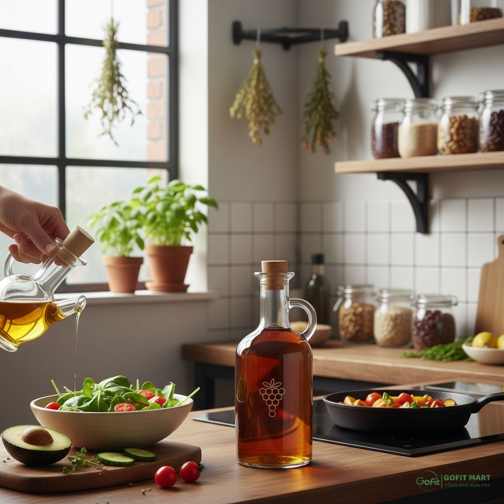 Giấm vang hữu cơ trong bếp nhà 5 công dụng “nâng vị”