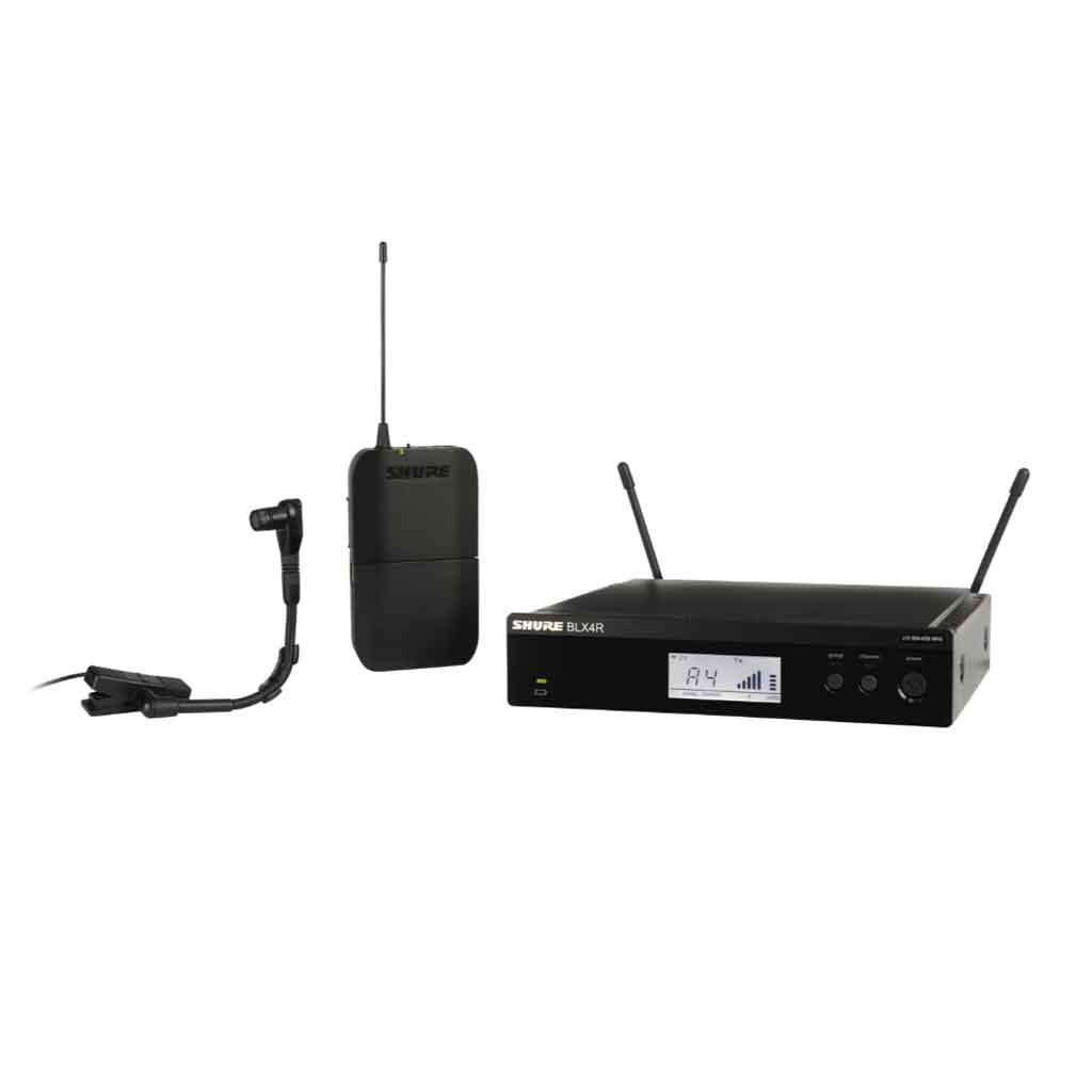 Hệ thống micro không dây Shure BLX14R/B98 hình đang được miêu tả Shure BLX14R/B98 Wireless Instrument Microphone System, một hệ thống micro không dây chuyên dụng dành cho nhạc cụ, đặc biệt là kèn đồng, kèn gỗ, saxophone, trumpet