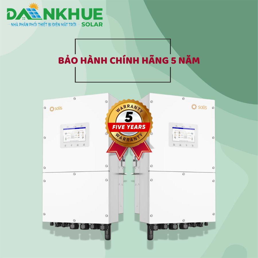 Thời gian bảo hành chính hãng 5 năm của inverter Solis công suất 12kW-16kW