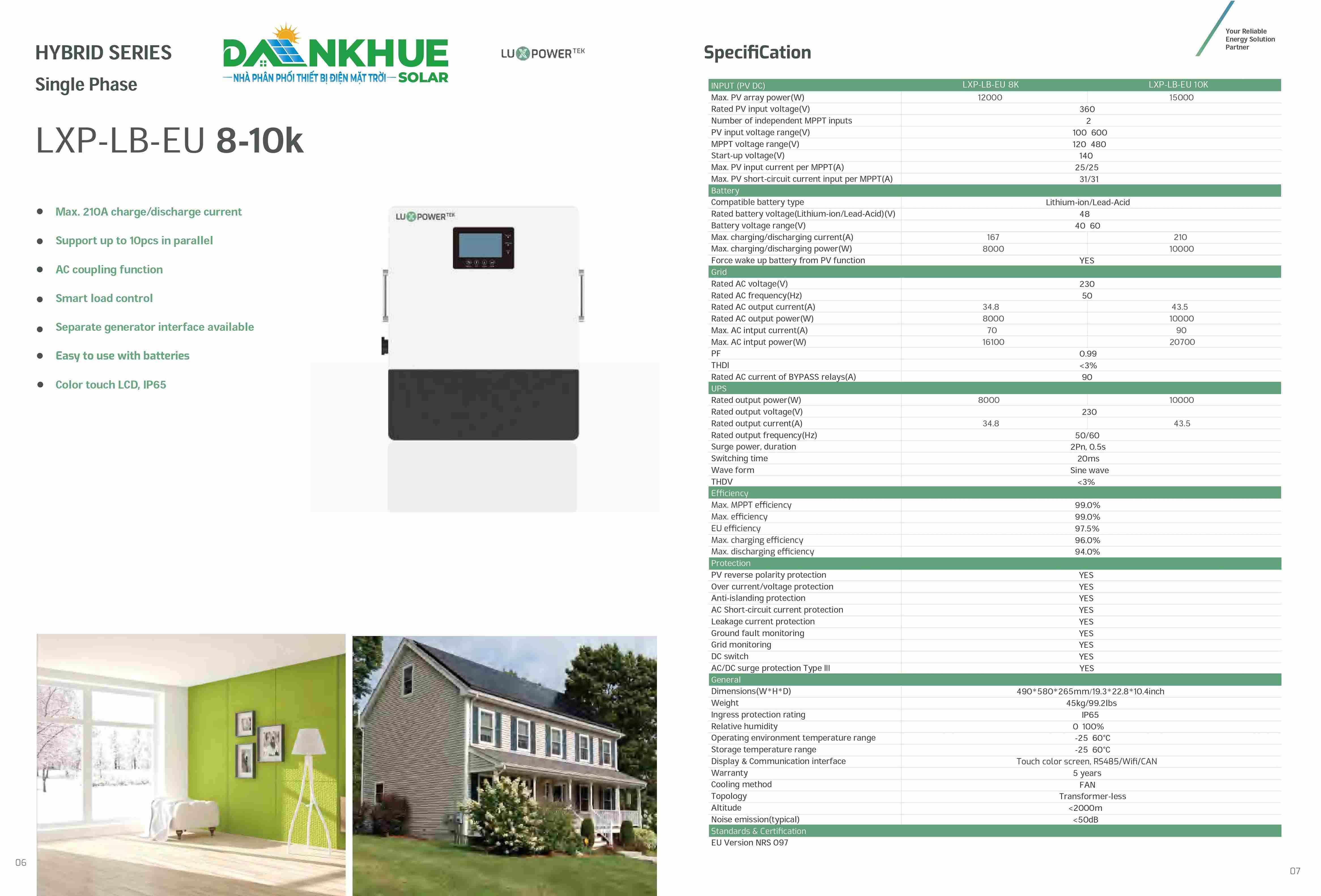 datasheet inverter hydrid Luxpower LXP-LB-EU 8-10k