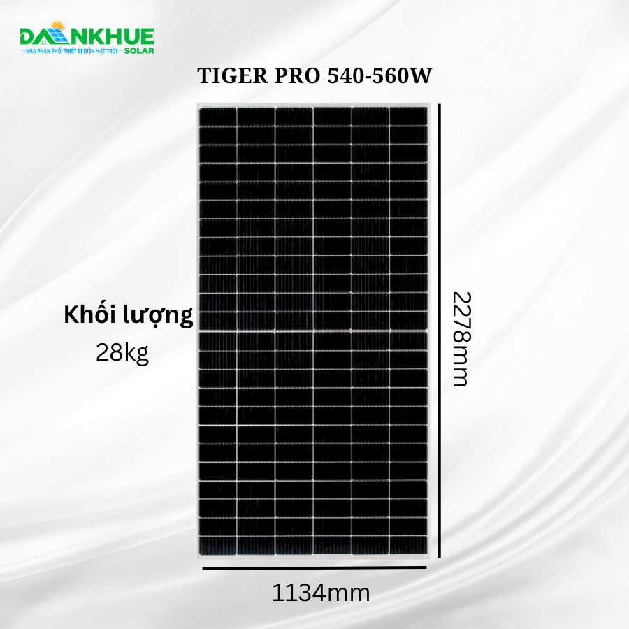 kích thước và cân nặng của tấm pin Jinko Pro 540-560W