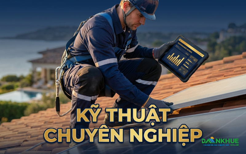 Kỹ thuật viên thi công lắp đặt điện mặt trời chuyên nghiệp