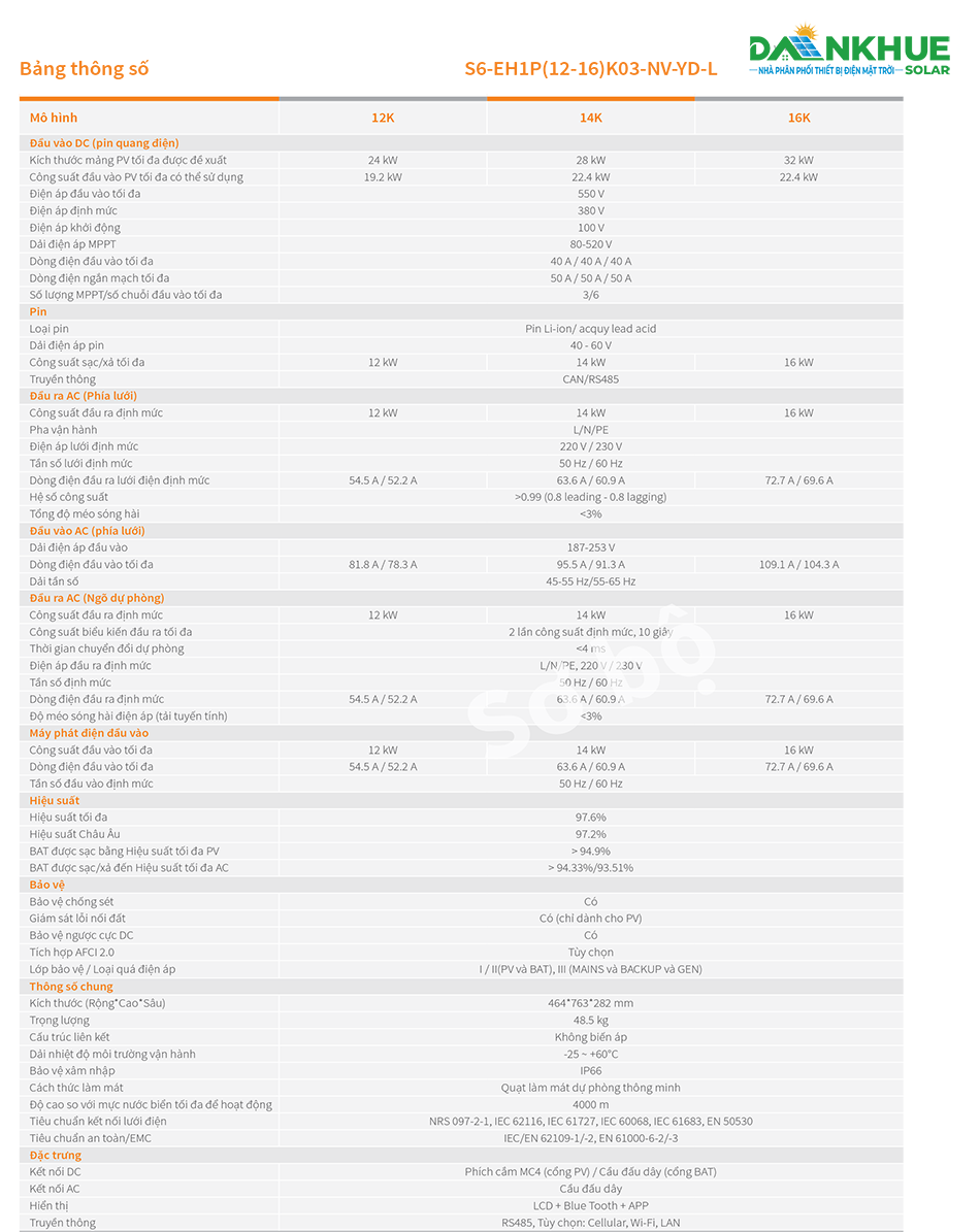 thông số kỹ thuật inverter hybrid solis S6-EH1P(12-16)K03-NV-YD-L