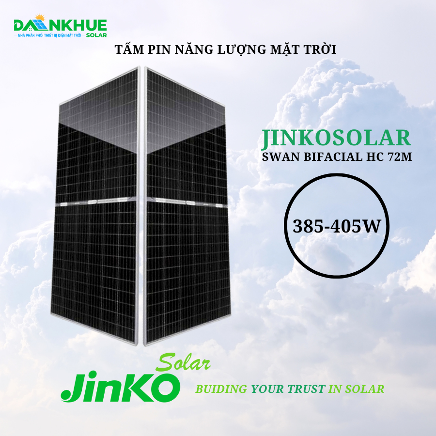 Tổng quan tấm pin năng lượng mặt trời Jinko Swan Bifacial HC 72M 385-405W