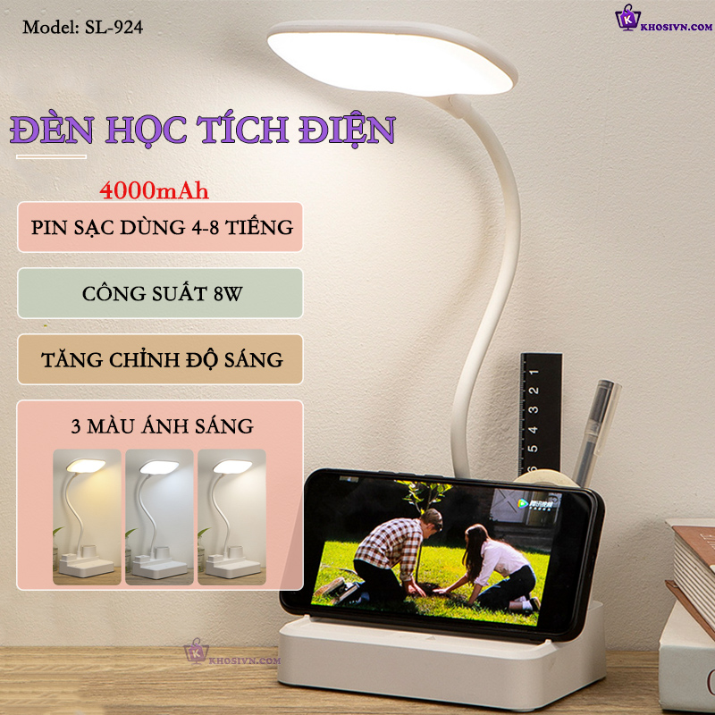 Đèn Học Chống Cận Sạc Tích Điện 3 Màu Ánh Sáng SL-924