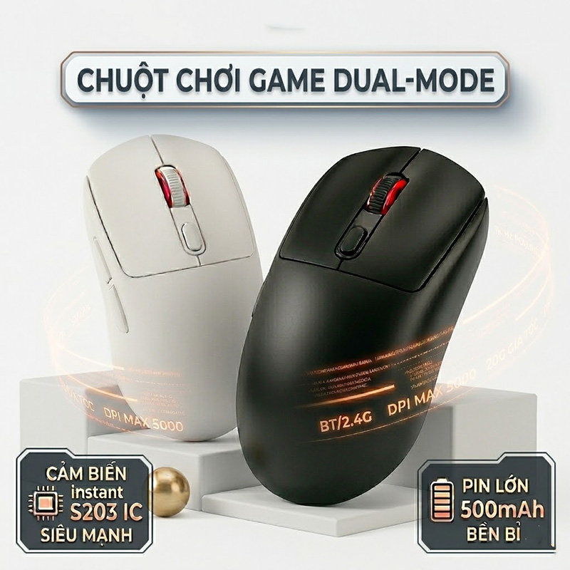 Địa Chỉ Mua Sỉ Chuột Gaming Không Dây 3 Chế Độ Kết Nối Cảm Biến S203 IC 5000DPI - G19 Tại TPHCM - Khosivn.com