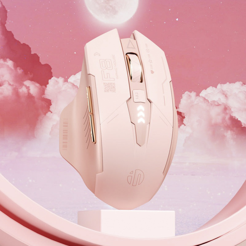 Chuột Gaming Inphic Không Dây 2.4G Màu Hồng Cá Tính 2400DPI Nút Bấm Im Lặng Thiết Kế Công Thái Học - Inphic F8