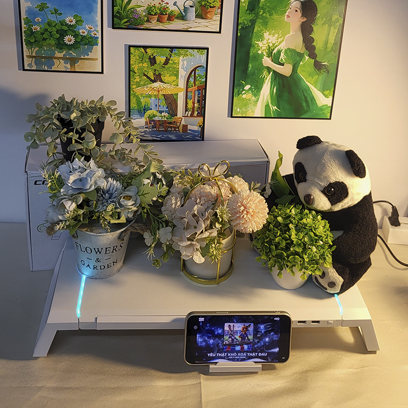 Địa Chỉ Mua Sỉ Kệ Để Màn Hình Vi Tính Cao Cấp Thiết Kế Chuẩn Gaming Có LED RGB Tích Hợp Cổng USB Tiện Lợi Decor Bàn Làm Việc T1 Tại TPHCM - Khosivn.com