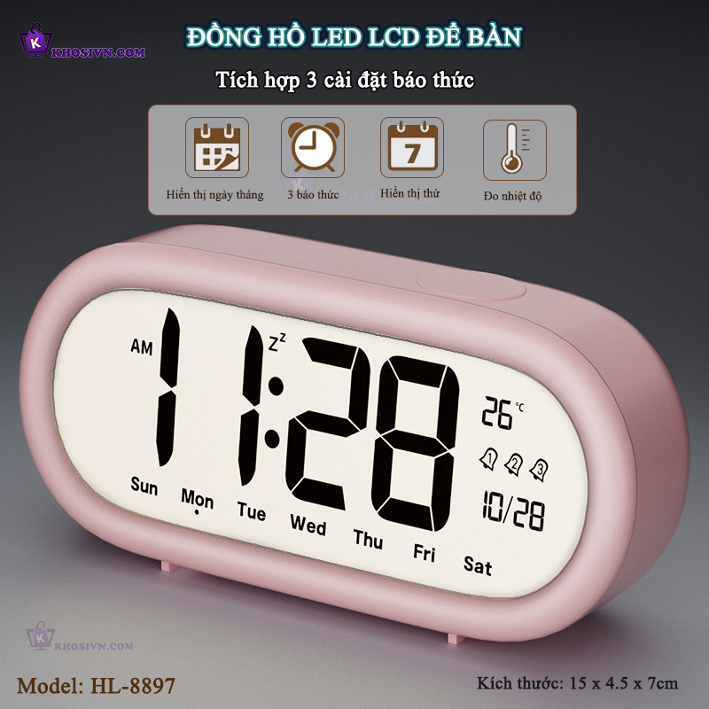Tại Sao Bạn Nên Mua Đồng Hồ LED LCD Hiển Thị Thời Gian, Ngày Tháng Thứ, Tích Hợp 3 Cài Đặt Báo Thức HL-8897 Tại Khosivn?