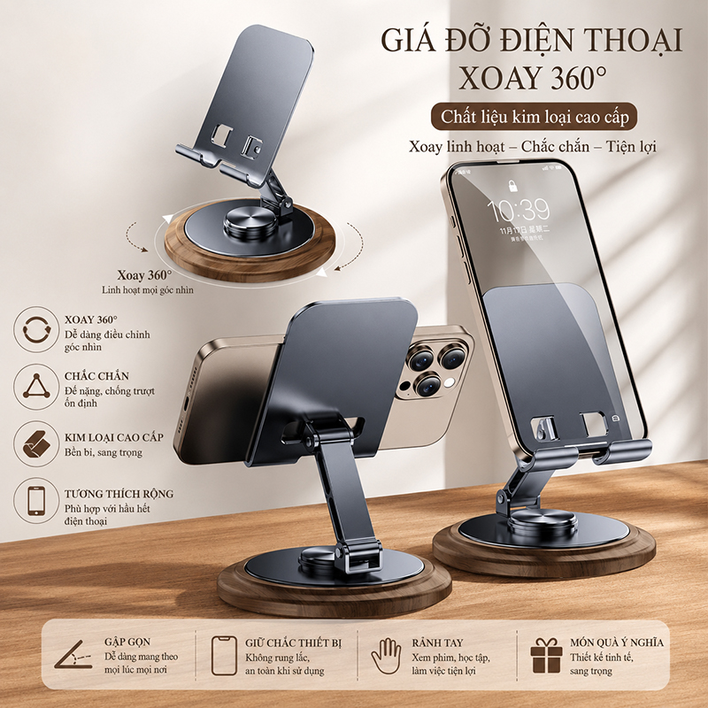 Tại Sao Bạn Nên Mua Giá Đỡ Điện Thoại Gấn Gọn Để Bàn Hợp Kim Nhôm Xoay 360 Độ Bền Bỉ Tại Khosivn?