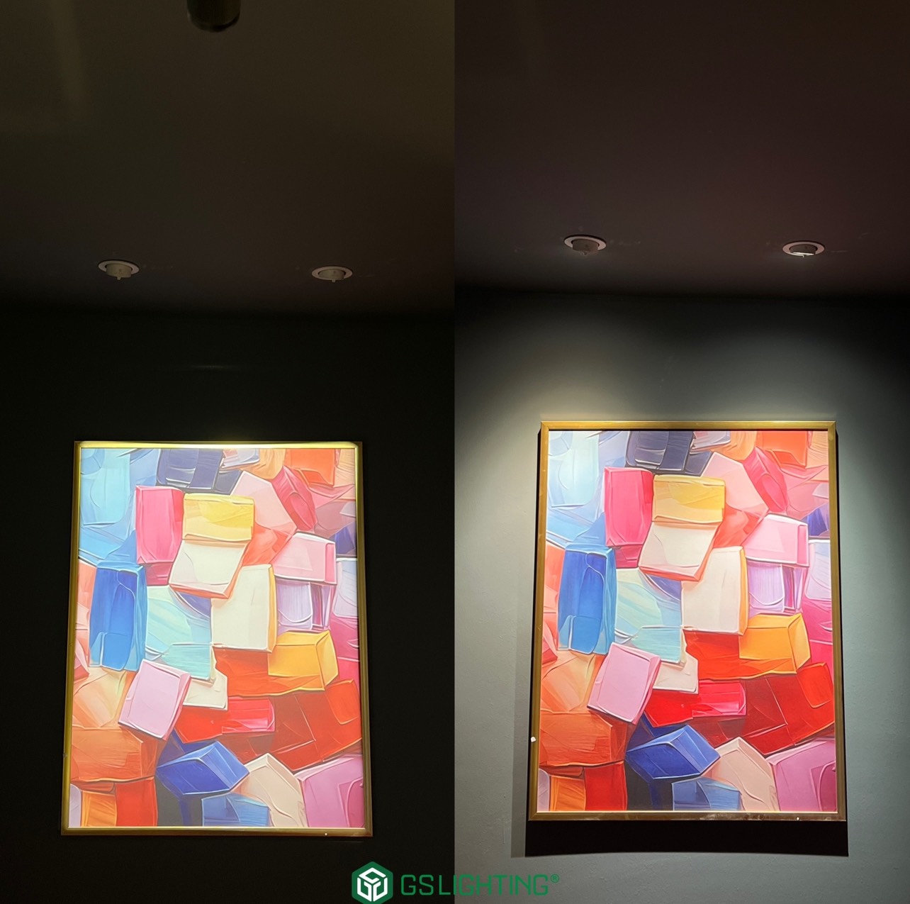 Đèn rọi ray tiêu cự hình học và Đèn âm trần xoay 360 độ.