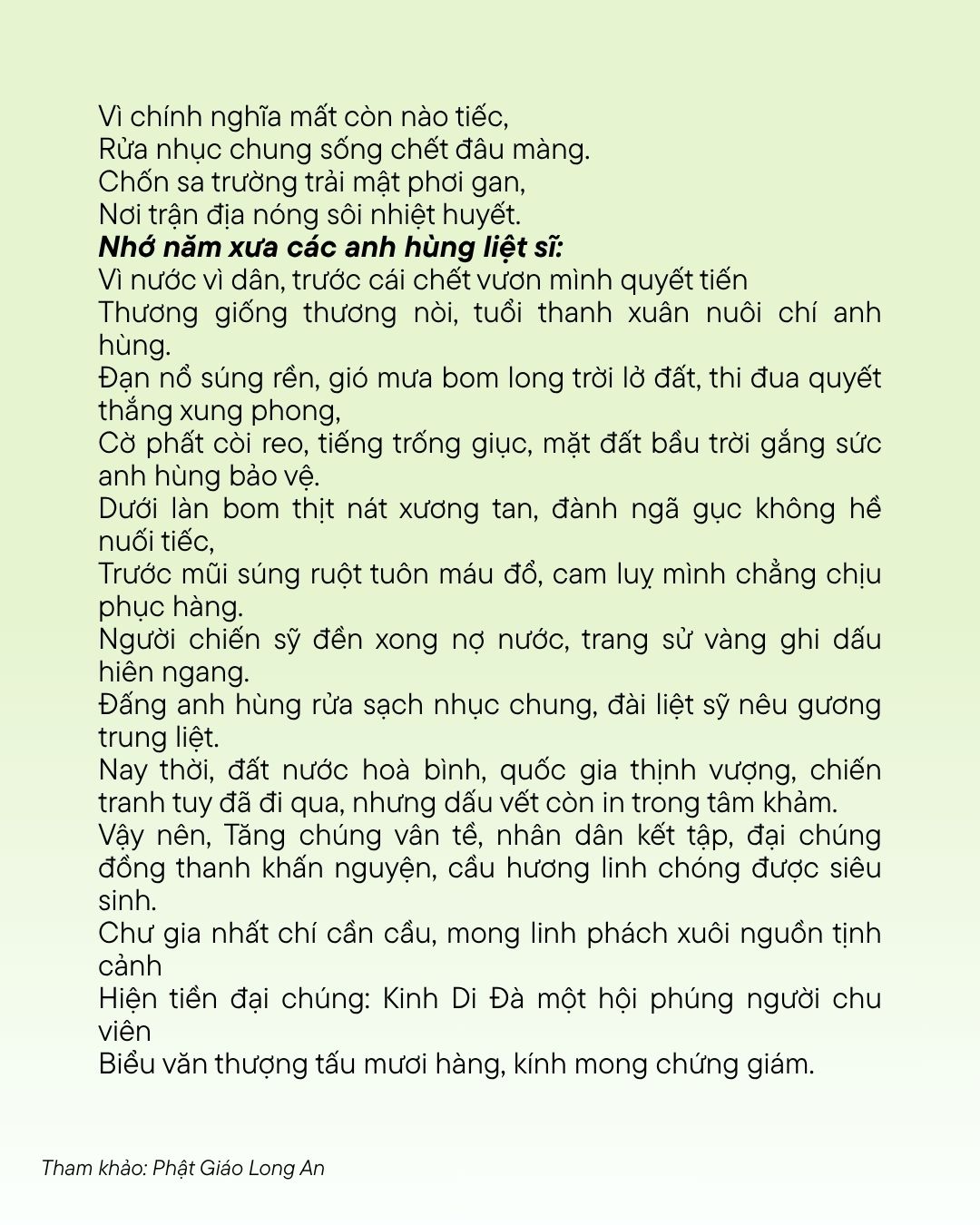 Bài văn hồi hướng công đức anh hùng liệt sĩ ngày 27 tháng 7