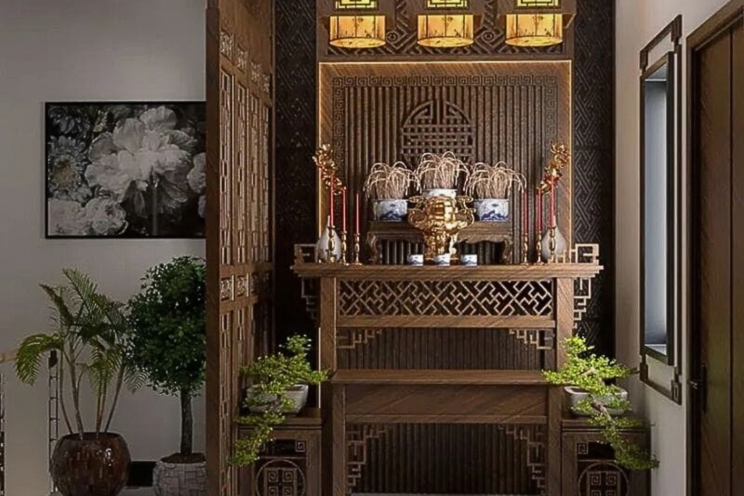 Giải đáp cách bố trí bàn thờ nhỏ gọn, bàn thờ đẹp đơn giản
