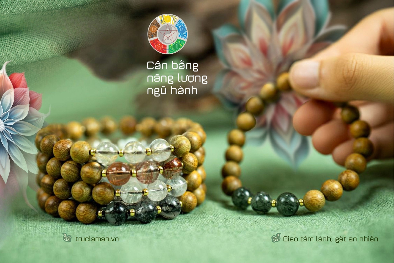 Vòng tay thạch anh tóc giúp cân bằng năng lượng ngũ hành