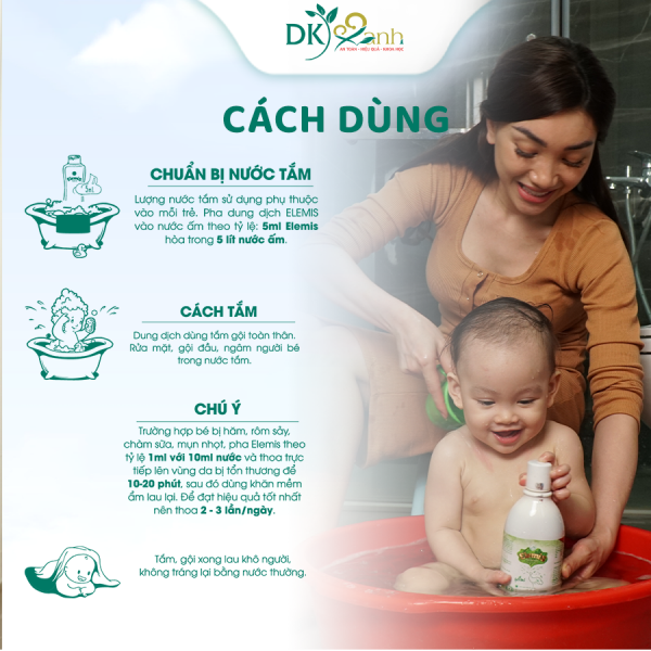 Hướng dẫn sử dụng nước tắm thảo dược cho bé