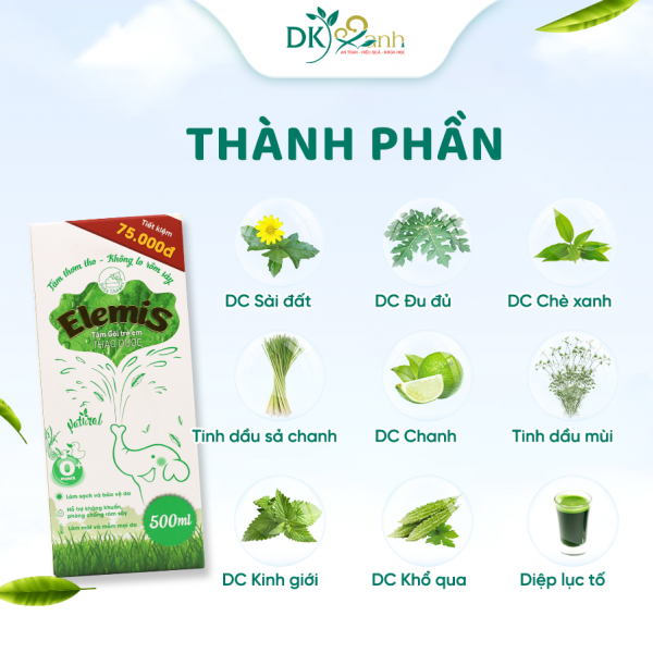 Thành phần nước tắm thảo dược cho bé elemis