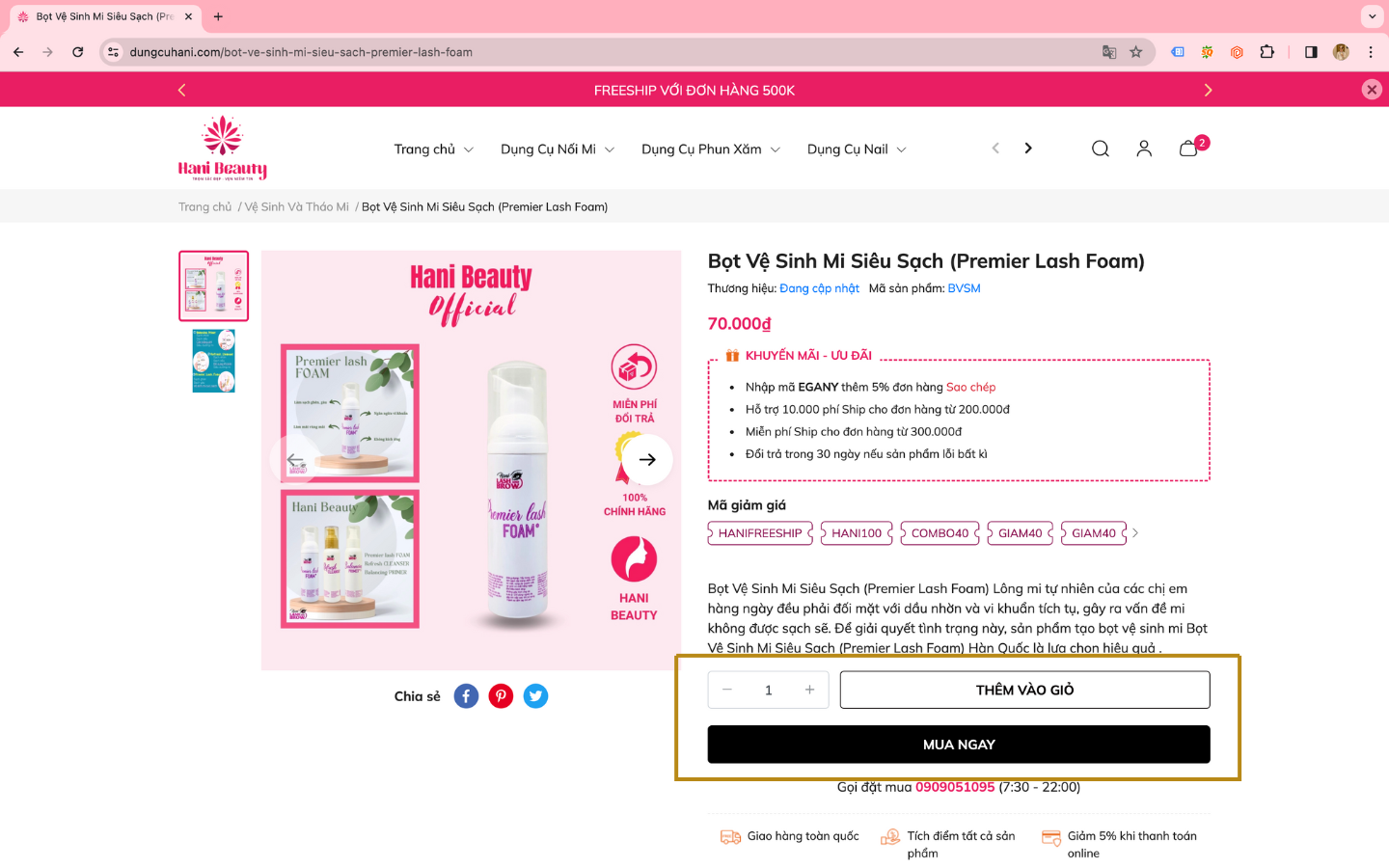 Hướng Dẫn Mua Hàng Trên Website dungcuhani.com Bước 3