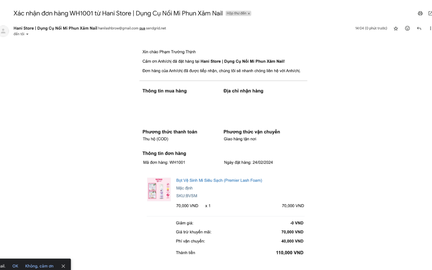 Thông Báo Qua Email