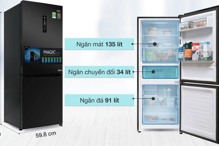 Tủ lạnh Aqua Inverter 260 lít AQR-I298EB BS