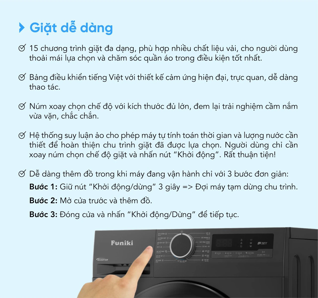 Máy giặt cửa trước Funiki HWM F895ADG
