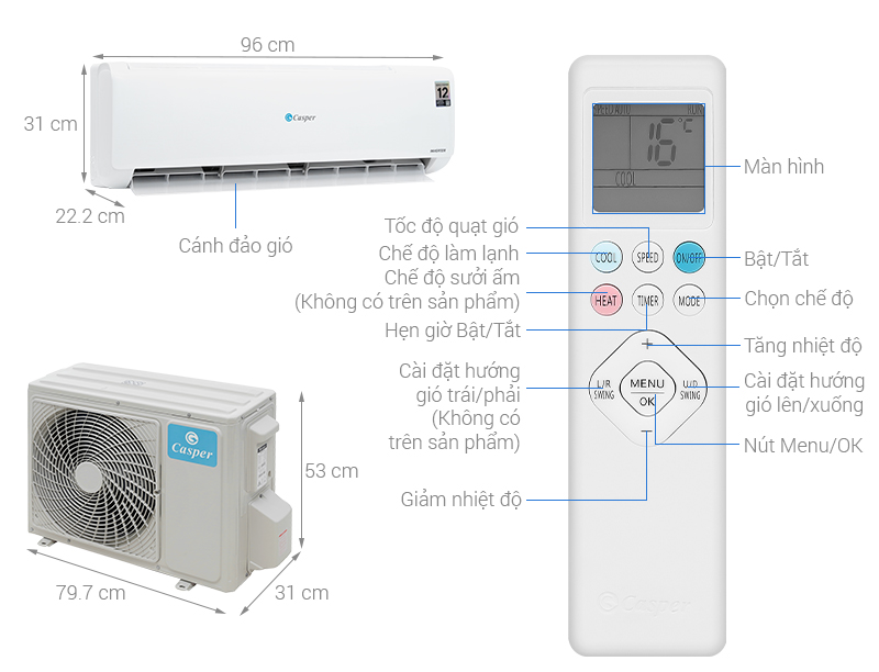 Máy lạnh Casper Inverter 2 HP TC-18IS36