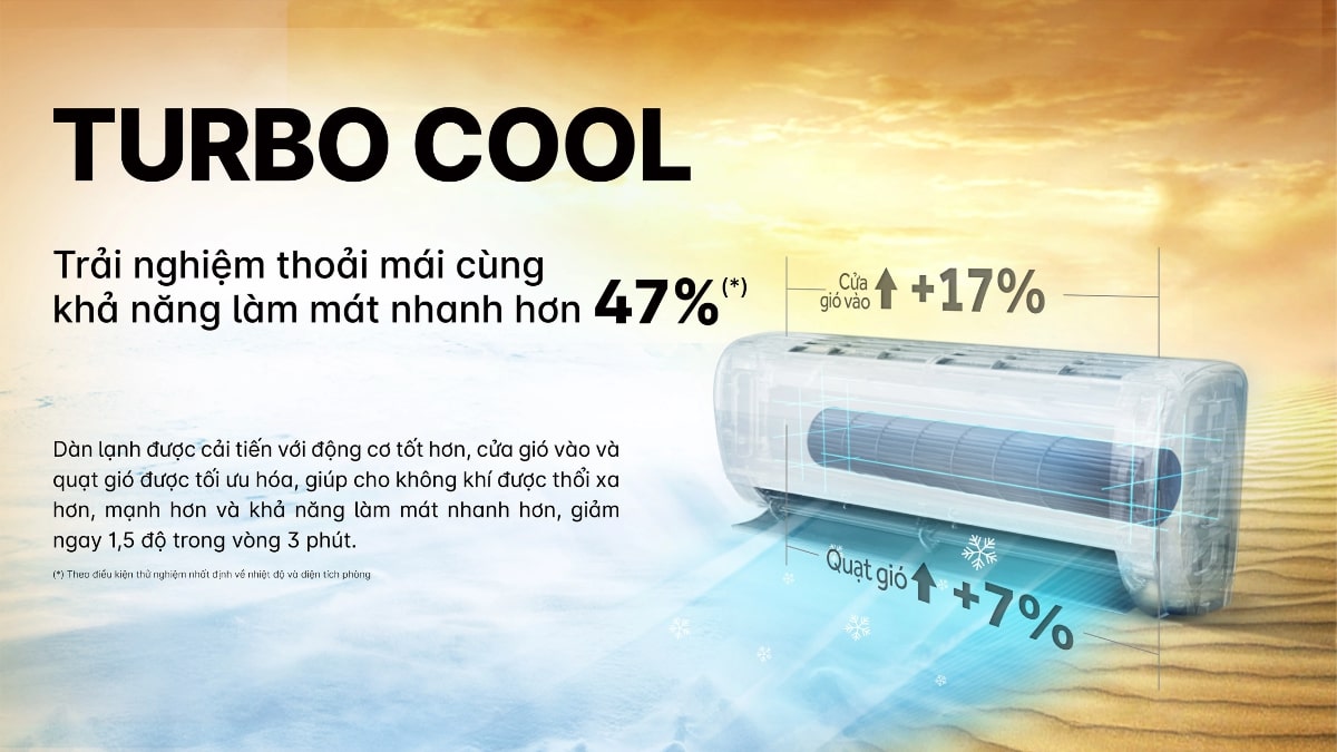 Chế độ Turbo nhanh chóng mang lại cảm giác mát lạnh