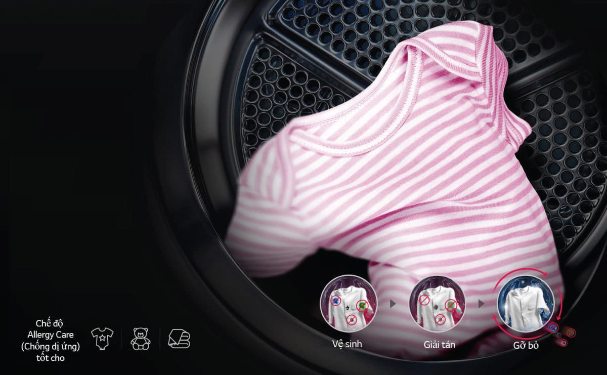 Chu trình Chăm sóc dị ứng trên máy sấy LG