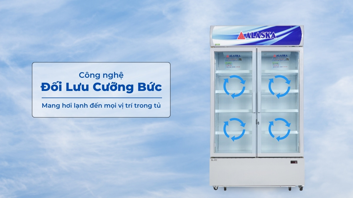 Công nghệ đối lưu cưỡng bức đưa hơi lạnh lan tỏa đều trong tủ