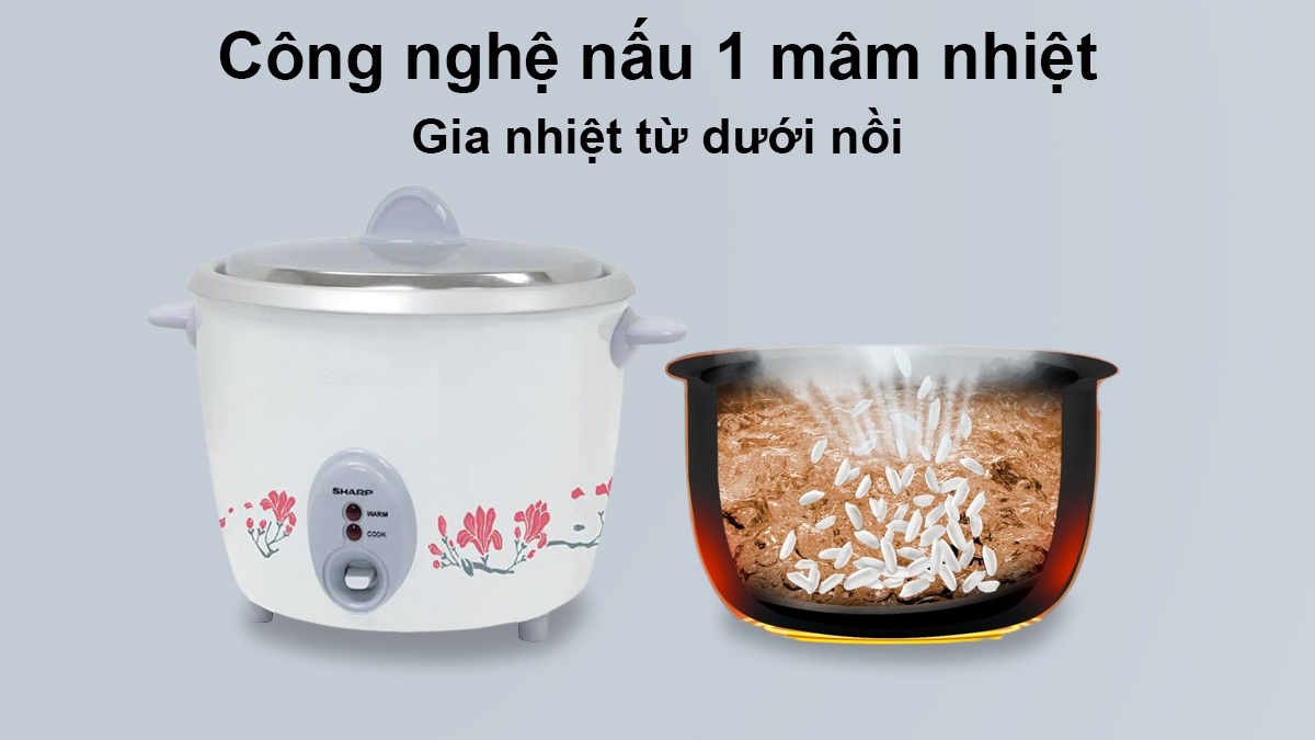 Công nghệ nấu 1 mâm nhiệt nồi cơm Sharp KSH-D11V