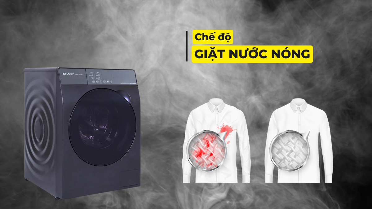Giặt sạch quần áo cùng nước nóng đến 90 độ C