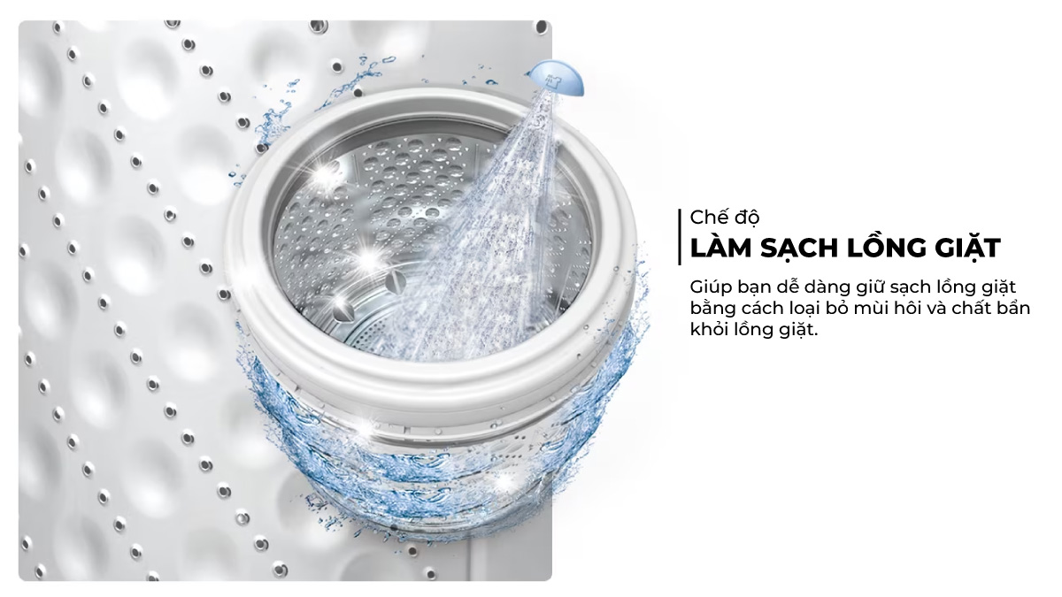 Chế độ tự làm sạch lồng giặt nhanh chóng, tiện lợi