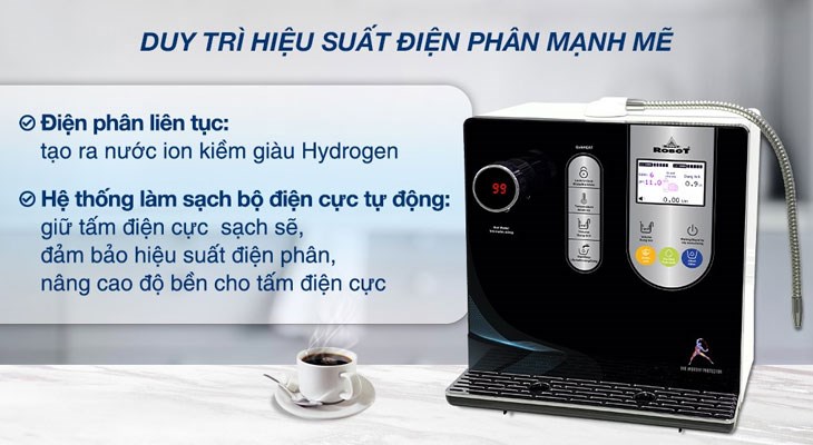 Máy lọc nước điện giải ion kiềm nóng nguội Robot IonSmart 510X 2 lõi 5 tấm