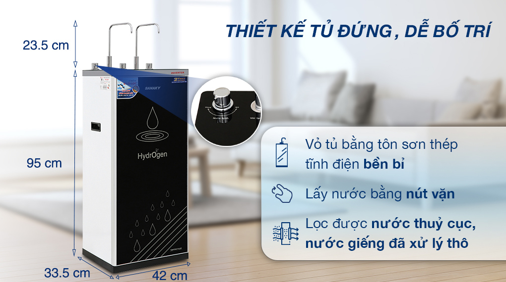 Máy lọc nước RO nóng nguội lạnh Sanaky Inverter VH-202HY3 11 lõi