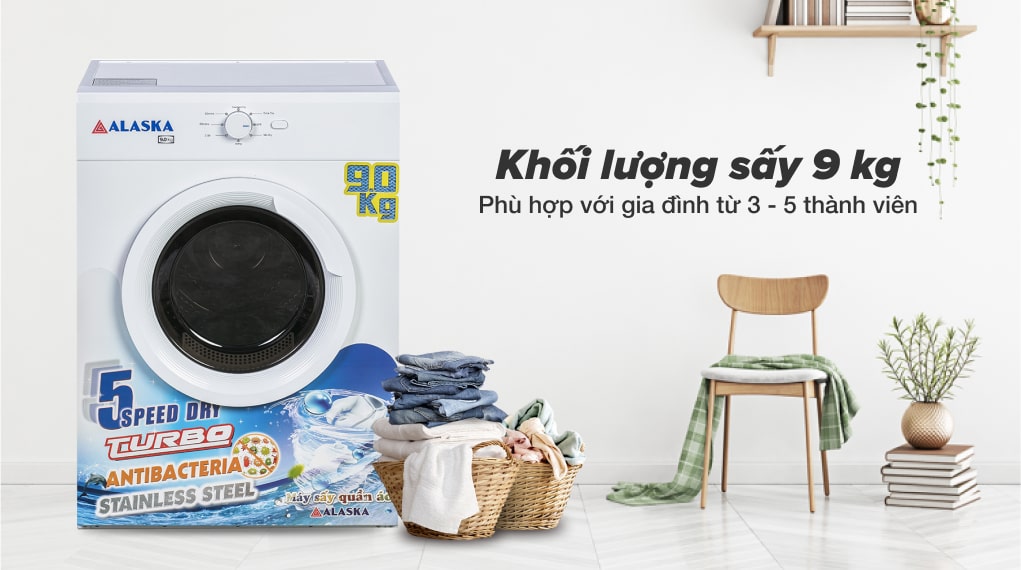 Máy Sấy Quần Áo 9 Kg Alaska S90