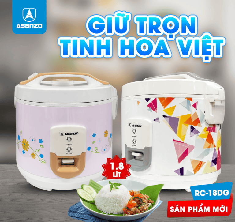 Nồi cơm điện nắp gài Asanzo RC-18DG