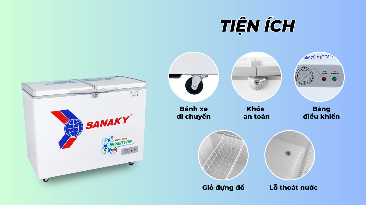 Một số tiện ích trên tủ đông Sanaky