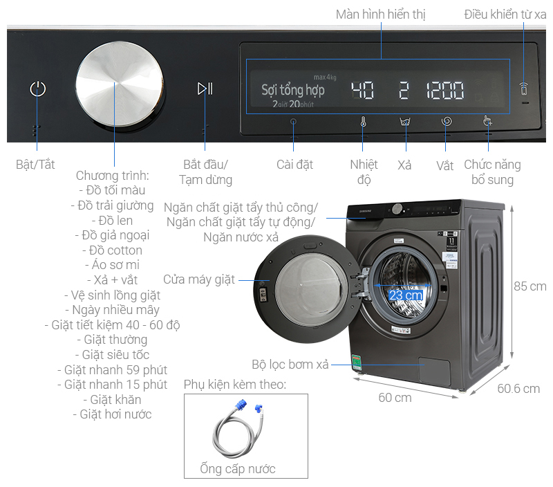 Máy giặt Samsung AI Inverter 10 Kg WW10T634DLX/SV
