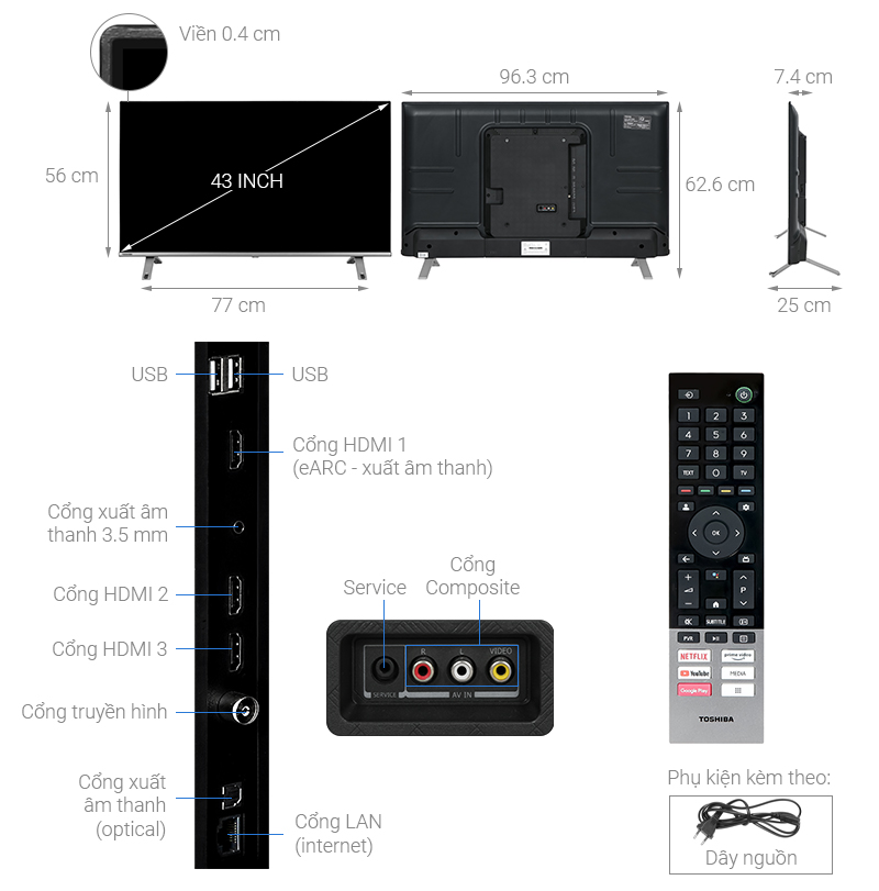 Google Tivi Toshiba 4K 43 inch 43C350LP