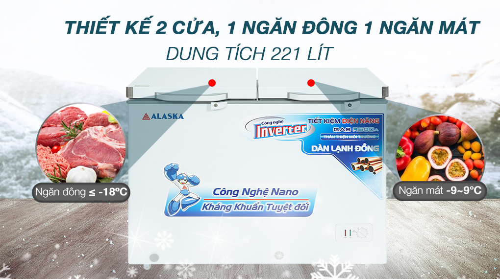 Tủ đông Alaska Inverter 221 lít BCD-3568CI