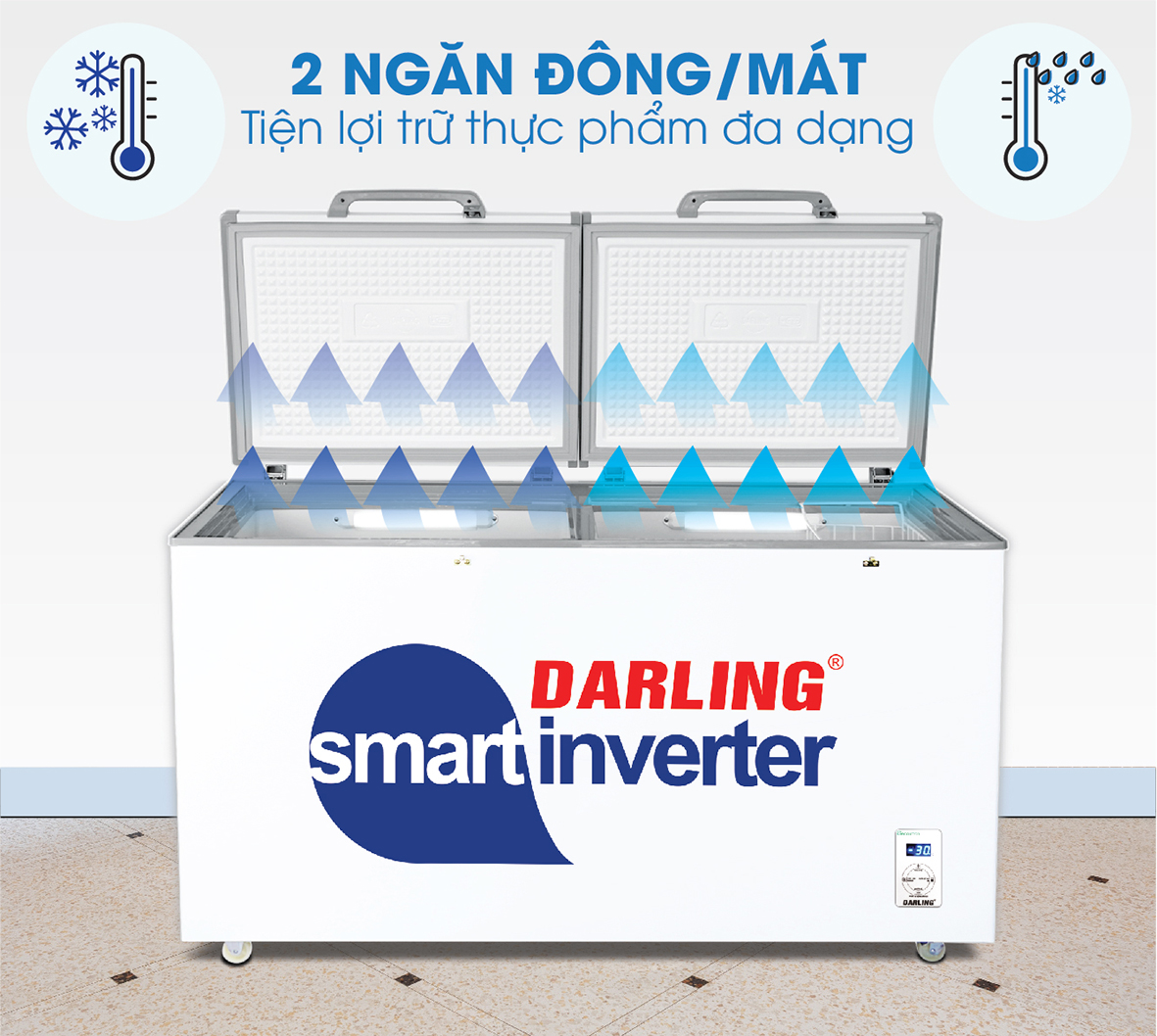 Tủ Đông Mát Darling Inverter 370 Lít DMF-3699WSI