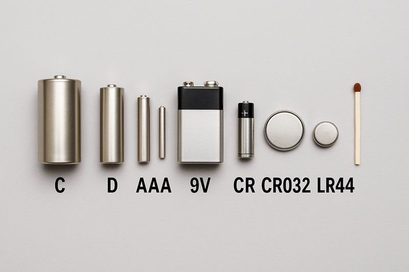 Pin AA, AAA, C, D, 9V So sánh kích thước pin AA AAA C D 9V