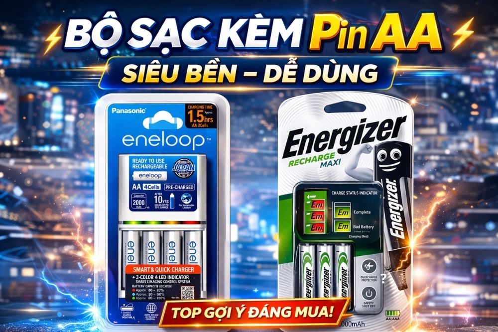 Gợi ý bộ sạc kèm pin AA Panasonic và Energizer cho mic máy chơi game