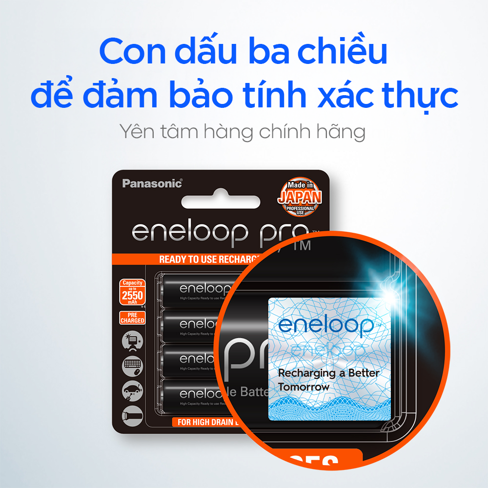 Pin sạc Panasonic Eneloop Pro BK-3HCCE chính hãng