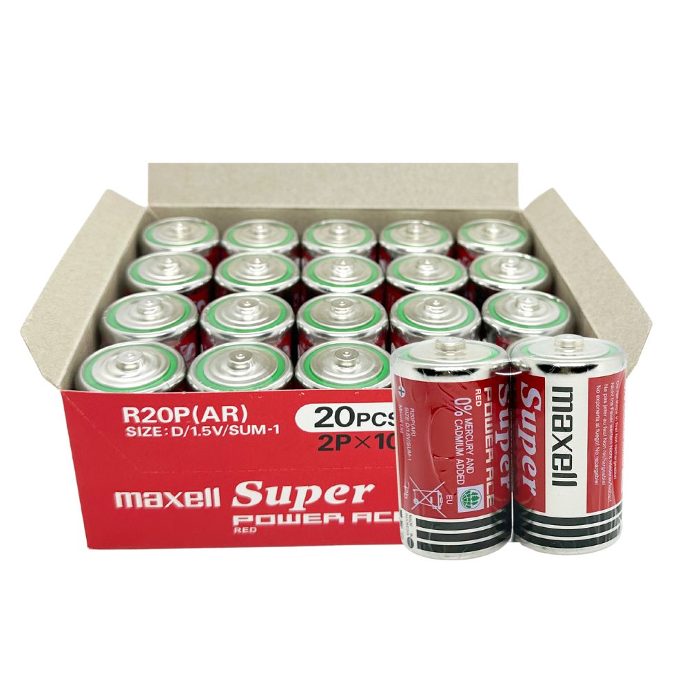 Pin Đại Maxell Super Power ACE R20P 1,5V – Vỉ 2 viên, hộp 20 viên chính hãng