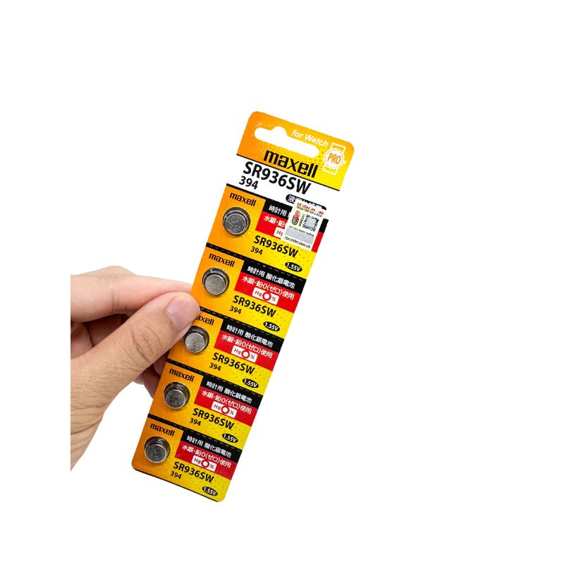 Pin đồng hồ Maxell SR936SW (394) 1,55V chính hãng Nhật Bản – đóng gói vỉ 5 viên, hộp 100 viên