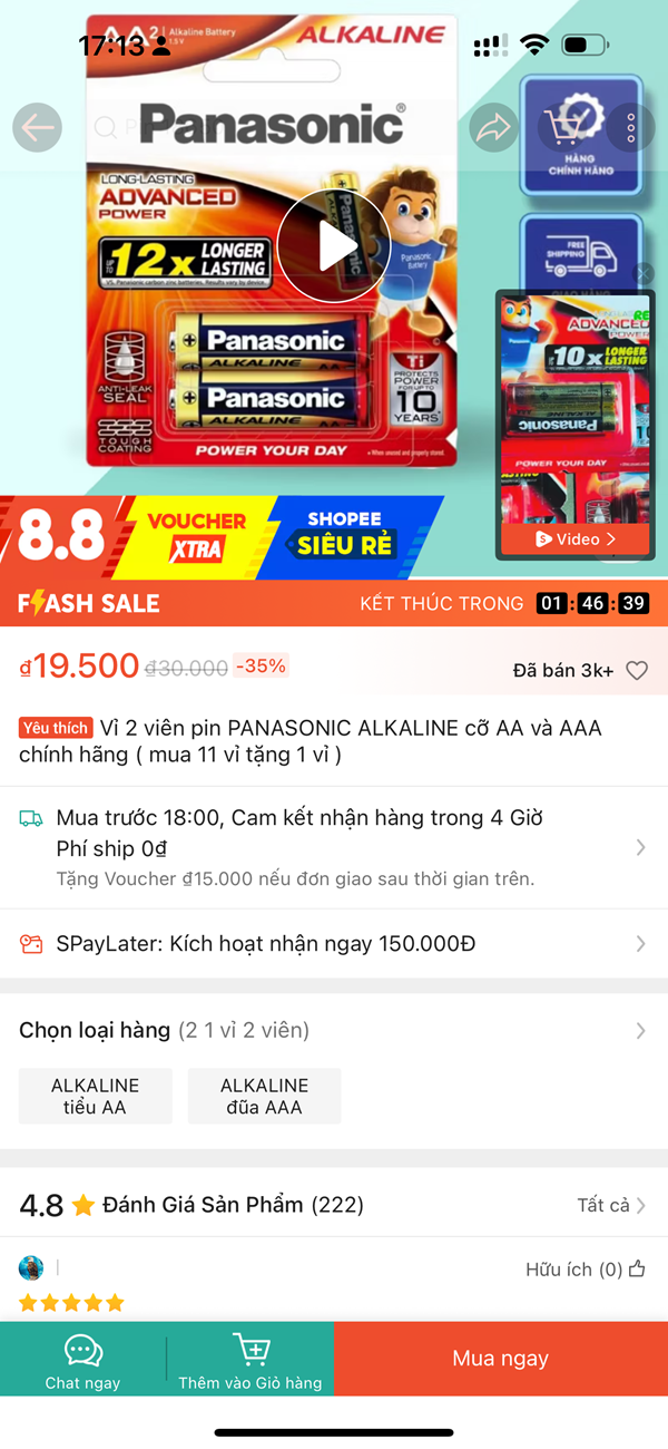 Pin Panasonic Alkaline giả